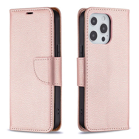 Custodia Portafoglio In Pelle Cover con Supporto per Apple iPhone 13 Pro Oro Rosa