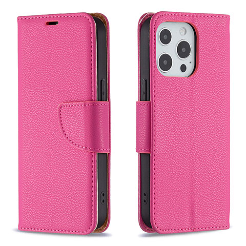 Custodia Portafoglio In Pelle Cover con Supporto per Apple iPhone 13 Pro Rosa Caldo