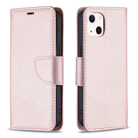 Custodia Portafoglio In Pelle Cover con Supporto per Apple iPhone 14 Oro Rosa