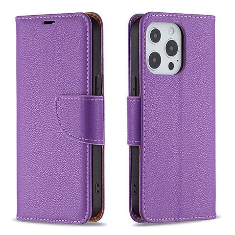 Custodia Portafoglio In Pelle Cover con Supporto per Apple iPhone 15 Pro Viola