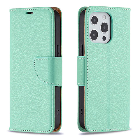 Custodia Portafoglio In Pelle Cover con Supporto per Apple iPhone 16 Pro Ciano