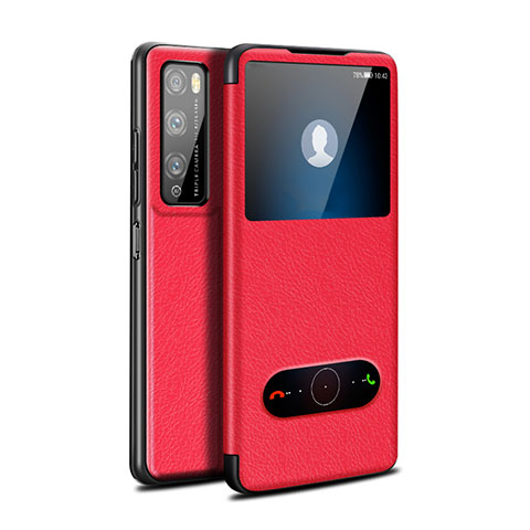 Custodia Portafoglio In Pelle Cover con Supporto per Huawei Enjoy Z 5G Rosso