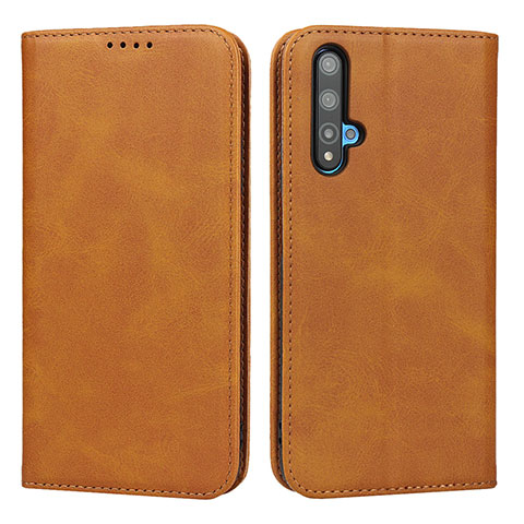 Custodia Portafoglio In Pelle Cover con Supporto per Huawei Honor 20S Arancione