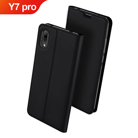 Custodia Portafoglio In Pelle Cover con Supporto per Huawei Y7 (2019) Nero