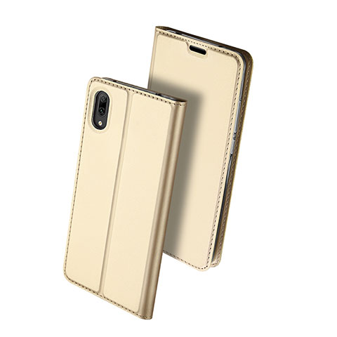 Custodia Portafoglio In Pelle Cover con Supporto per Huawei Y7 Pro (2019) Oro