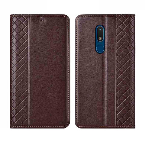 Custodia Portafoglio In Pelle Cover con Supporto per Nokia C3 Marrone