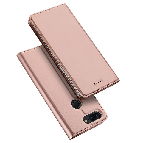 Custodia Portafoglio In Pelle Cover con Supporto per OnePlus 5T A5010 Oro Rosa