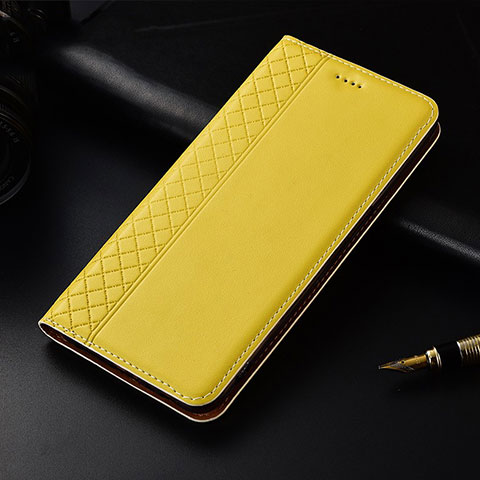 Custodia Portafoglio In Pelle Cover con Supporto per OnePlus 7T Giallo