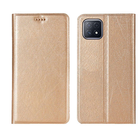 Custodia Portafoglio In Pelle Cover con Supporto per Oppo A53 5G Oro