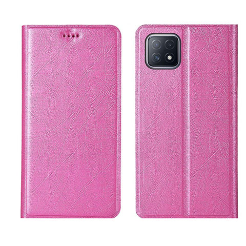 Custodia Portafoglio In Pelle Cover con Supporto per Oppo A53 5G Rosa