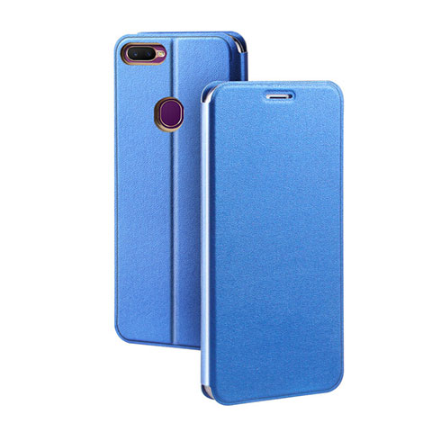 Custodia Portafoglio In Pelle Cover con Supporto per Oppo AX7 Blu