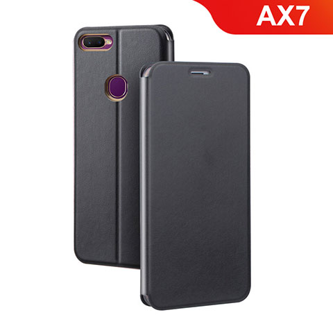 Custodia Portafoglio In Pelle Cover con Supporto per Oppo AX7 Nero