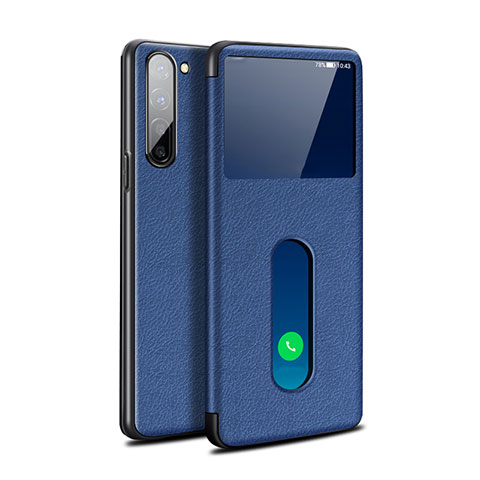 Custodia Portafoglio In Pelle Cover con Supporto per Oppo Find X2 Lite Blu