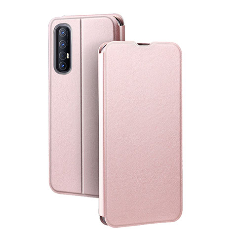 Custodia Portafoglio In Pelle Cover con Supporto per Oppo Find X2 Neo Oro Rosa