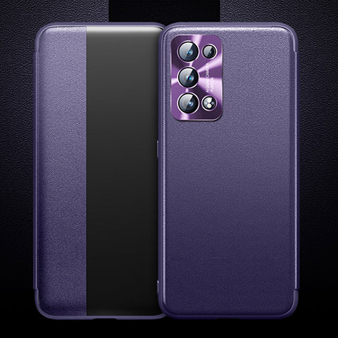 Custodia Portafoglio In Pelle Cover con Supporto per Oppo Reno6 Pro+ Plus 5G Viola