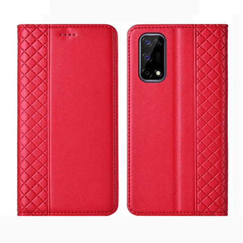 Custodia Portafoglio In Pelle Cover con Supporto per Realme Narzo 30 Pro 5G Rosso