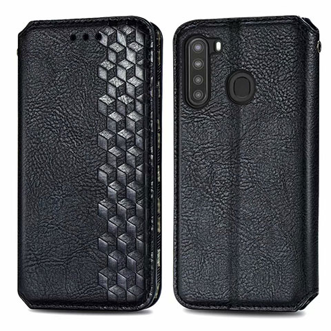 Custodia Portafoglio In Pelle Cover con Supporto per Samsung Galaxy A21 Nero