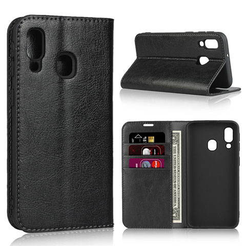 Custodia Portafoglio In Pelle Cover con Supporto per Samsung Galaxy A40 Nero