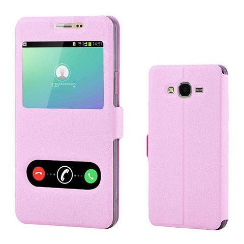 Custodia Portafoglio In Pelle Cover con Supporto per Samsung Galaxy On7 G600FY Rosa