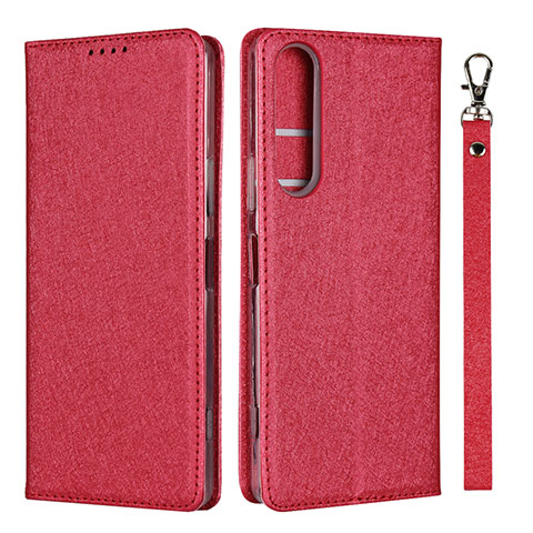 Custodia Portafoglio In Pelle Cover con Supporto per Sony Xperia 1 II Rosso