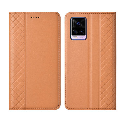 Custodia Portafoglio In Pelle Cover con Supporto per Vivo V20 Pro 5G Arancione