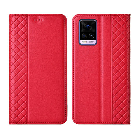 Custodia Portafoglio In Pelle Cover con Supporto per Vivo V20 Pro 5G Rosso