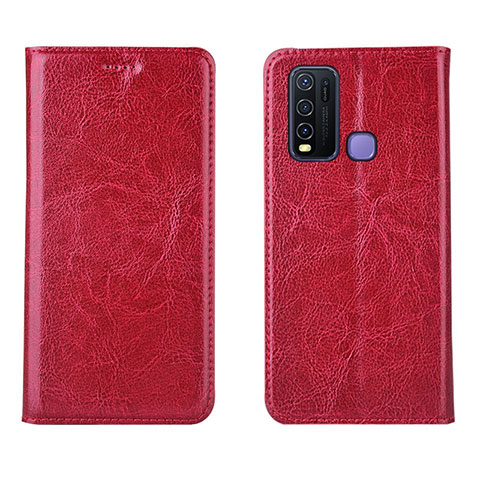 Custodia Portafoglio In Pelle Cover con Supporto per Vivo Y50 Rosso