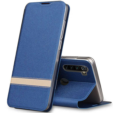 Custodia Portafoglio In Pelle Cover con Supporto per Xiaomi Redmi Note 8 (2021) Blu