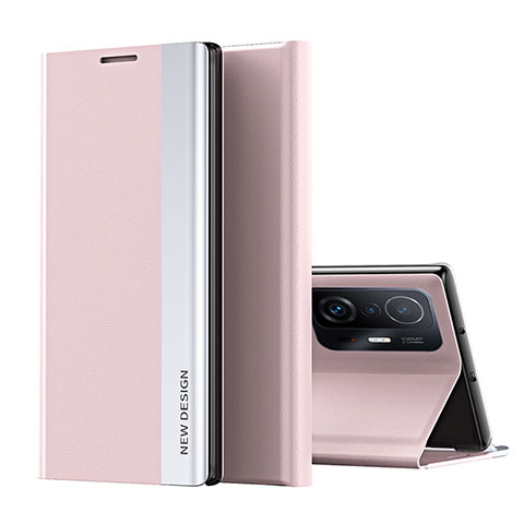 Custodia Portafoglio In Pelle Cover con Supporto Q01H per Xiaomi Mi 11T 5G Oro Rosa