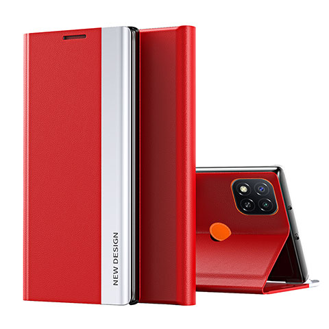 Custodia Portafoglio In Pelle Cover con Supporto Q01H per Xiaomi POCO C3 Rosso