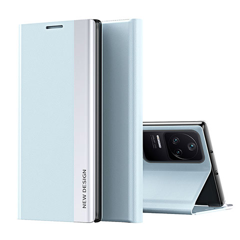 Custodia Portafoglio In Pelle Cover con Supporto Q01H per Xiaomi Poco F4 5G Cielo Blu