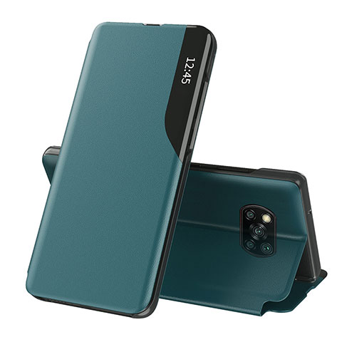 Custodia Portafoglio In Pelle Cover con Supporto Q01H per Xiaomi Poco X3 Verde