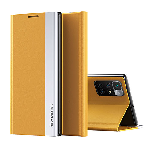 Custodia Portafoglio In Pelle Cover con Supporto Q01H per Xiaomi Redmi 10 (2022) Giallo