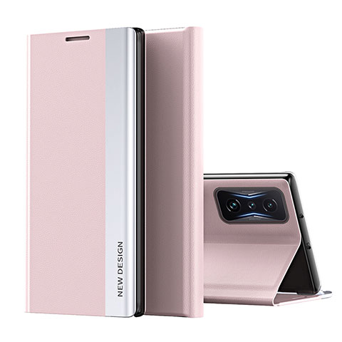 Custodia Portafoglio In Pelle Cover con Supporto Q01H per Xiaomi Redmi K50 Gaming 5G Oro Rosa