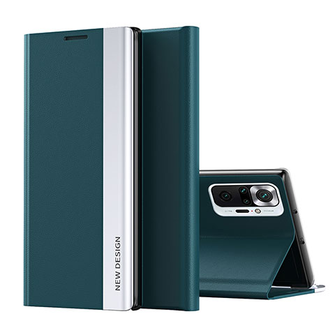 Custodia Portafoglio In Pelle Cover con Supporto Q01H per Xiaomi Redmi Note 10 Pro 4G Verde