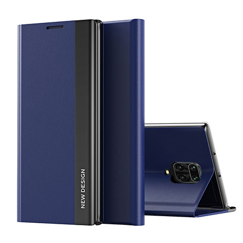 Custodia Portafoglio In Pelle Cover con Supporto Q01H per Xiaomi Redmi Note 9 Pro Blu