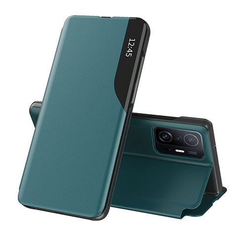 Custodia Portafoglio In Pelle Cover con Supporto Q02H per Xiaomi Mi 11T Pro 5G Verde