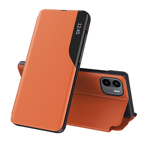 Custodia Portafoglio In Pelle Cover con Supporto Q02H per Xiaomi Poco C50 Arancione