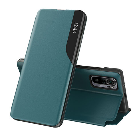 Custodia Portafoglio In Pelle Cover con Supporto Q02H per Xiaomi Poco M5S Verde