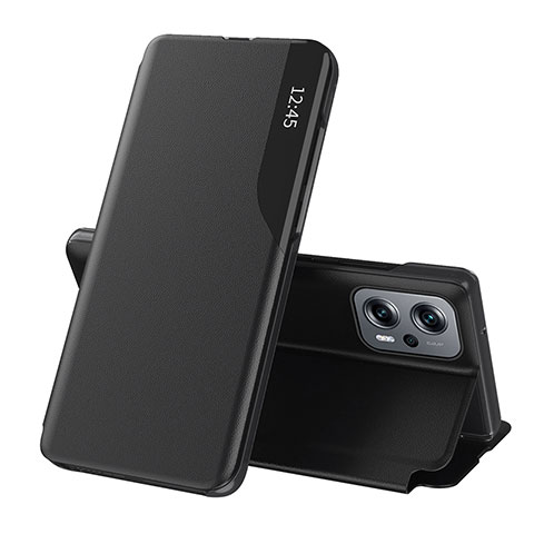 Custodia Portafoglio In Pelle Cover con Supporto Q02H per Xiaomi Poco X4 GT 5G Nero