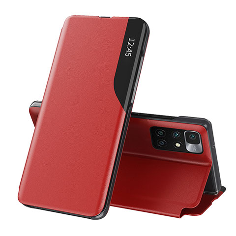 Custodia Portafoglio In Pelle Cover con Supporto Q02H per Xiaomi Redmi 10 (2022) Rosso