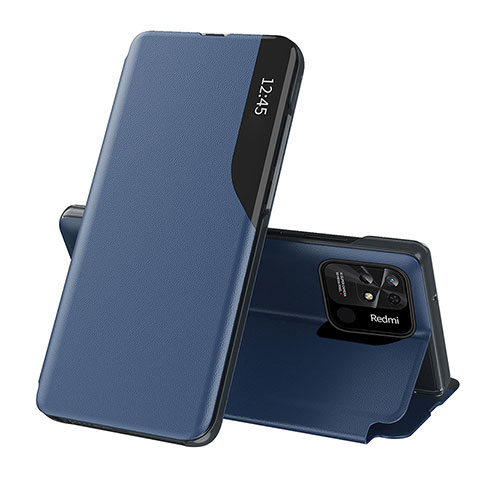 Custodia Portafoglio In Pelle Cover con Supporto Q02H per Xiaomi Redmi 10 Power Blu