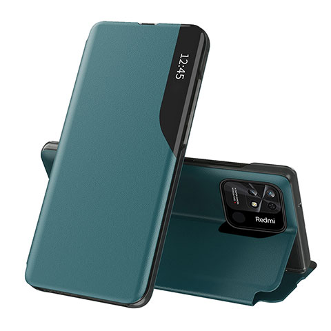 Custodia Portafoglio In Pelle Cover con Supporto Q02H per Xiaomi Redmi 10 Power Verde