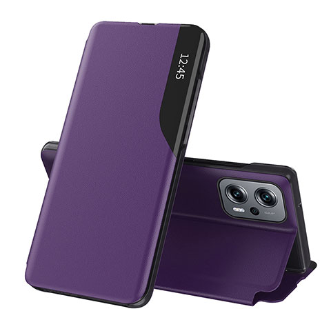 Custodia Portafoglio In Pelle Cover con Supporto Q02H per Xiaomi Redmi K50i 5G Viola