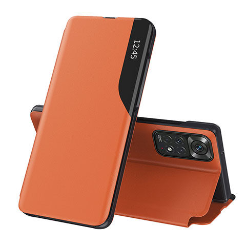 Custodia Portafoglio In Pelle Cover con Supporto Q02H per Xiaomi Redmi Note 11 4G (2022) Arancione