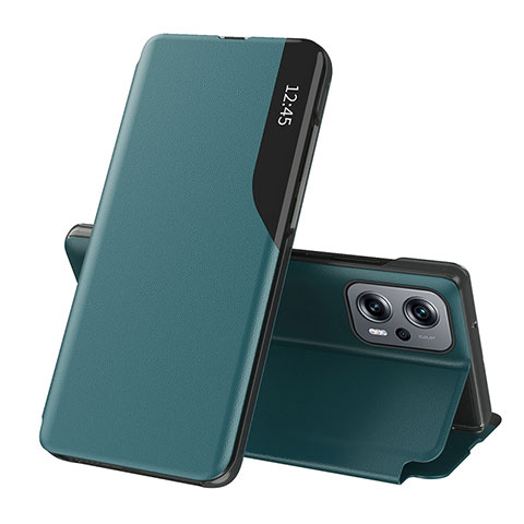 Custodia Portafoglio In Pelle Cover con Supporto Q02H per Xiaomi Redmi Note 11T Pro+ Plus 5G Verde