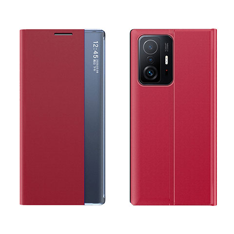 Custodia Portafoglio In Pelle Cover con Supporto Q04H per Xiaomi Mi 11T 5G Rosso