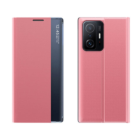 Custodia Portafoglio In Pelle Cover con Supporto Q04H per Xiaomi Mi 11T Pro 5G Oro Rosa