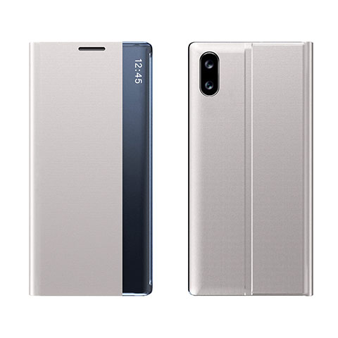 Custodia Portafoglio In Pelle Cover con Supporto Q04H per Xiaomi Redmi 9i Argento