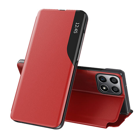 Custodia Portafoglio In Pelle Cover con Supporto QH1 per Huawei Honor X30i Rosso